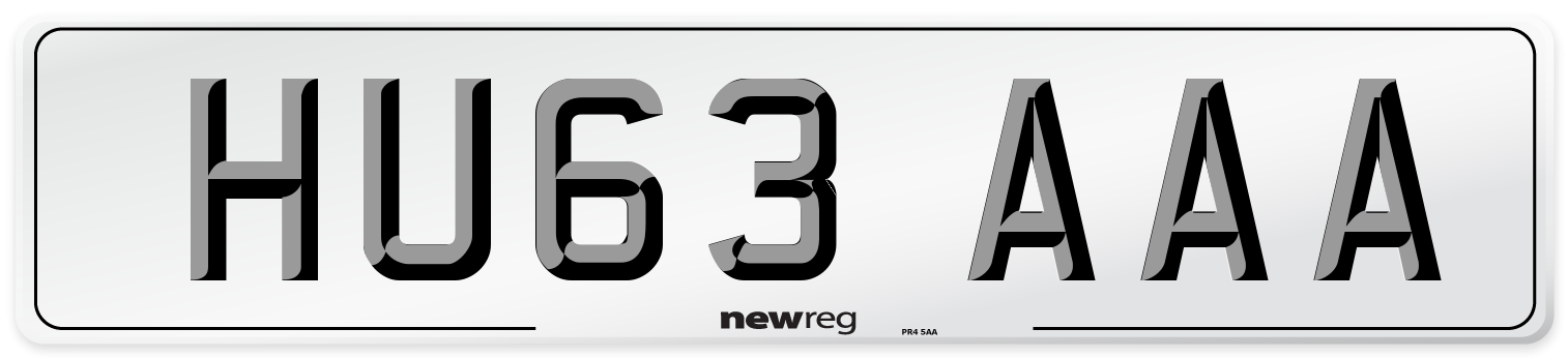 HU63 AAA Number Plate from New Reg